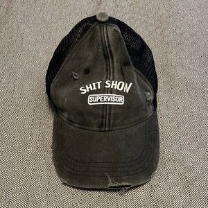 Black Mesh Trucker Hat with White Embroidery